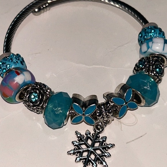 Silver and Blue Charm Bracelet Set - Picture 3 of 5